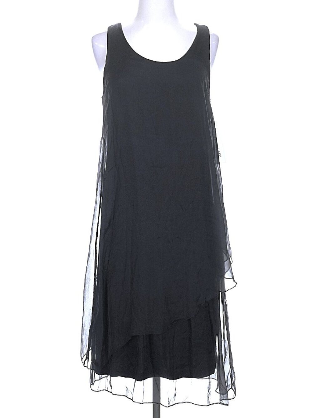 Luna Luz Tiered Silk Slip Tank Dress Ruffled Sleeveless